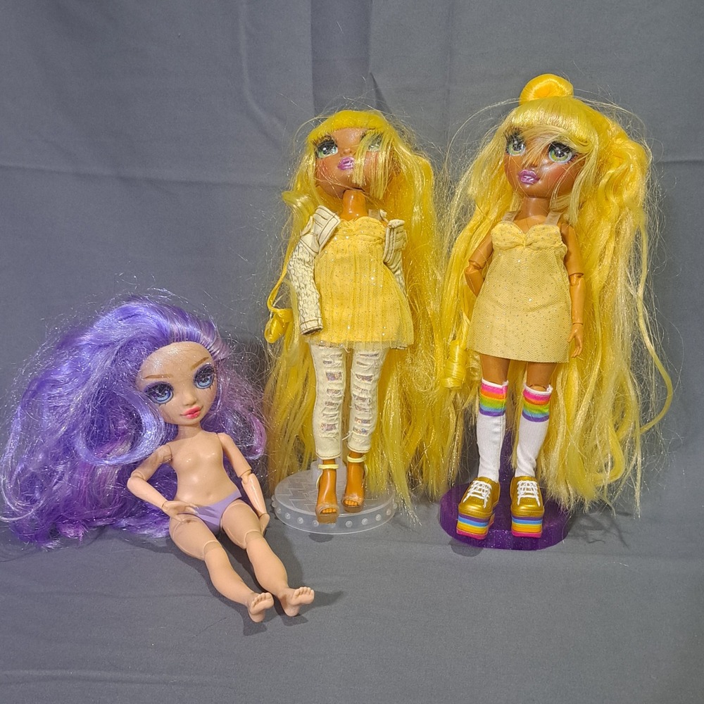 Rainbow High Doll Lot Sunny Madison Violet Willow‎ Yellow Purple Fashion Dolls